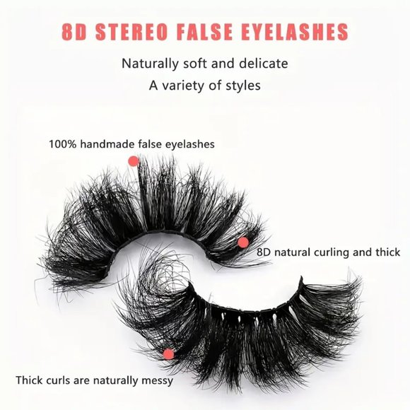7 Pairs False Eyelashes, Fluffy Mink Lashes , Cat-Eye Look 8D Volume Fake Lashes - Picture 4 of 4